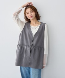 anyfee（エニフィー）の「【anyfee/大きいサイズ】杢調フロントジップペプラムジレ（ベスト）」