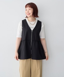 フロントジップ」に該当するベスト（ブラック/黒色系）ファッション