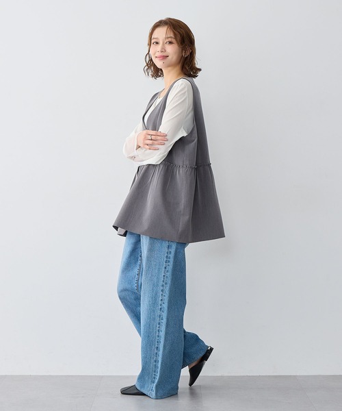 anyfee（エニフィー）の「【anyfee/大きいサイズ】杢調フロントジップペプラムジレ（ベスト・レディース・チャコール/ブラック・LL/3L/4L/5L）」の18枚目の写真