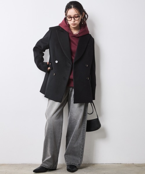 CHIC STYLE(シックスタイル)の「裏起毛フーディスウェット<大きいサイズ有>シックスタイル(パーカー・レディース・杢グレー/ボルドー・LL/3L/4L/5L/M/L)」の5枚目の写真
