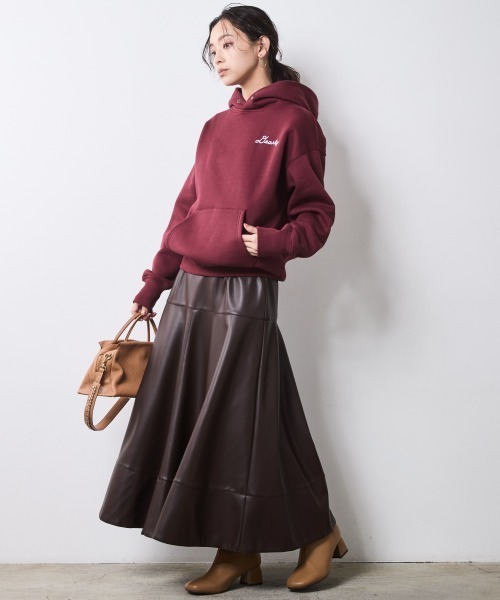 CHIC STYLE(シックスタイル)の「裏起毛フーディスウェット<大きいサイズ有>シックスタイル(パーカー・レディース・杢グレー/ボルドー・LL/3L/4L/5L/M/L)」の12枚目の写真