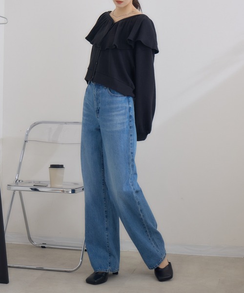 RU.TI.LE(ルチル)の「【RU.TI.LE】 ネックフリルカットカーディガン(カーディガン/ボレロ・レディース・チャコールグレー/ブラック・MEDIUM)」の6枚目の写真