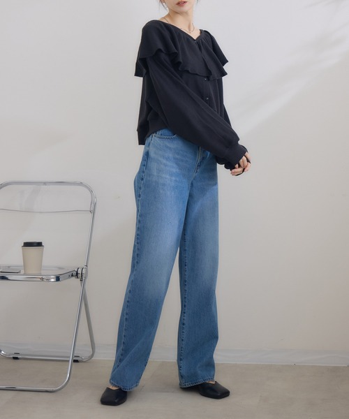RU.TI.LE(ルチル)の「【RU.TI.LE】 ネックフリルカットカーディガン(カーディガン/ボレロ・レディース・チャコールグレー/ブラック・MEDIUM)」の7枚目の写真