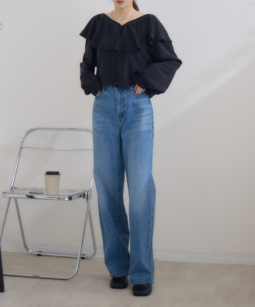 RU.TI.LE(ルチル)の「【RU.TI.LE】 ネックフリルカットカーディガン(カーディガン/ボレロ・レディース・チャコールグレー/ブラック・MEDIUM)」の8枚目の写真