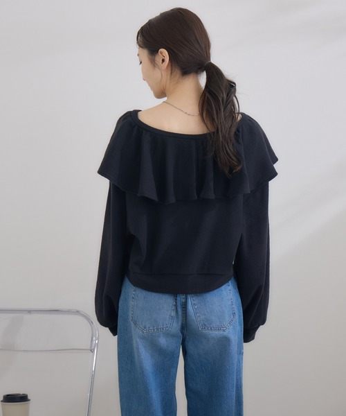 RU.TI.LE(ルチル)の「【RU.TI.LE】 ネックフリルカットカーディガン(カーディガン/ボレロ・レディース・チャコールグレー/ブラック・MEDIUM)」の15枚目の写真