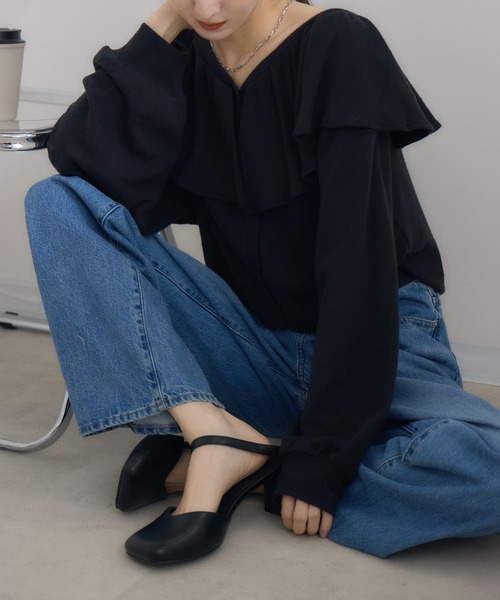 RU.TI.LE(ルチル)の「【RU.TI.LE】 ネックフリルカットカーディガン(カーディガン/ボレロ・レディース・チャコールグレー/ブラック・MEDIUM)」の18枚目の写真
