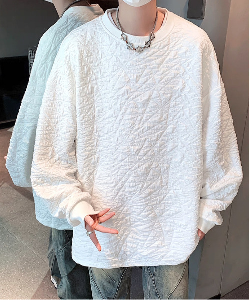 FVLMEN(フルメン)の「【FVLMEN】crease effect longsleeve crewneck tee/シワ加工 ロングスリーブ クルーネック T(Tシャツ/カットソー・メンズ・チャコールグレー/ホワイト/ブラック・MEDIUM/LARGE/X-LARGE)」の8枚目の写真