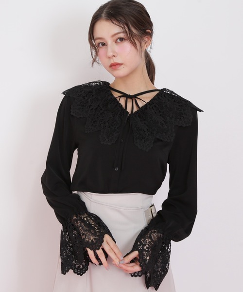 JILL by JILL STUART(ジルバイジルスチュアート)の「◇レース衿ブラウス(シャツ/ブラウス・レディース・ホワイト/ブラック・FREE)」の2枚目の写真