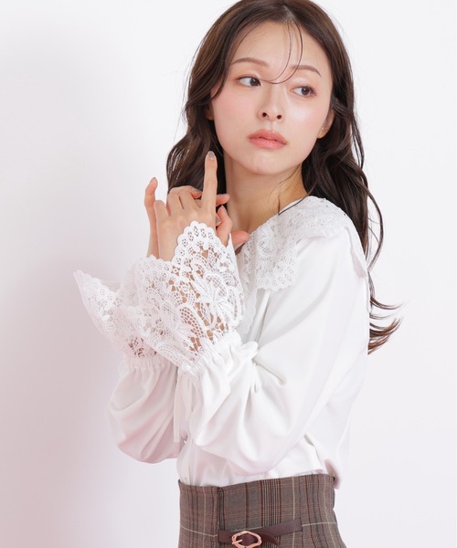 JILL by JILL STUART(ジルバイジルスチュアート)の「◇レース衿ブラウス(シャツ/ブラウス・レディース・ホワイト/ブラック・FREE)」の4枚目の写真