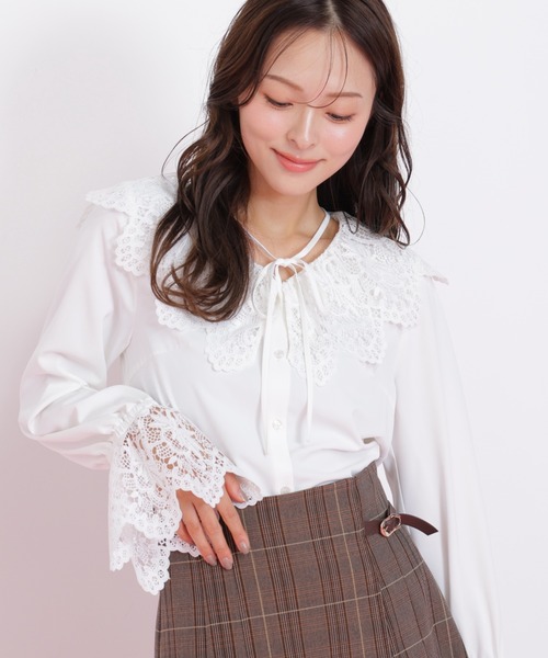 JILL by JILL STUART(ジルバイジルスチュアート)の「◇レース衿ブラウス(シャツ/ブラウス・レディース・ホワイト/ブラック・FREE)」の5枚目の写真