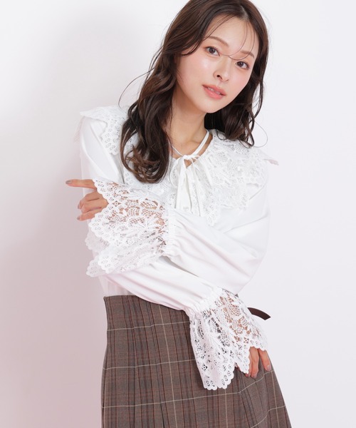 JILL by JILL STUART(ジルバイジルスチュアート)の「◇レース衿ブラウス(シャツ/ブラウス・レディース・ホワイト/ブラック・FREE)」の6枚目の写真