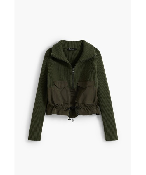 Desigual(デシグアル)の「ハイネックジッパーポケット付きセーター(ニット/セーター・レディース・グリーン・XS/S/M/L/XL)」の1枚目の写真