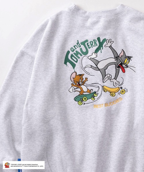 Tom&Jerry(トムアンドジェリー)の「【72】【TOM&JERRY/トムとジェリー】スケボー バックプリント 裏起毛 スウェット(スウェット・メンズ・アッシュグレー/ブルー/ブラック/ライトパープル・M/L/XL)」の2枚目の写真