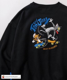【72】【TOM＆JERRY/トムとジェリー】スケボー バックプリント 裏起毛 スウェット