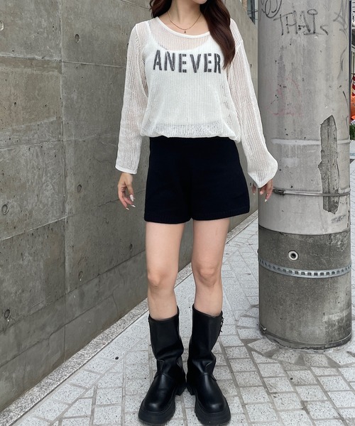 ROGER AND RAW(ロジャーアンドロウ)の「ロゴプリントメッシュニットプルオーバー(ニット/セーター・レディース・ブラック/ホワイト・FREE)」の12枚目の写真
