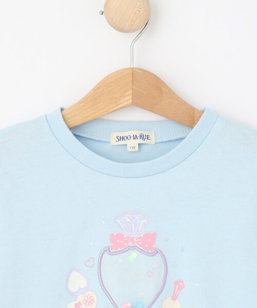 SHOO・LA・RUE（シューラルー）の「【100-150cm】オーガンジーモチーフ使いロンT（Tシャツ/カットソー・キッズ・パープル/グリーン系/オフホワイト/サックスブルー・10/11/12/13/14/15 ）」の9枚目の写真
