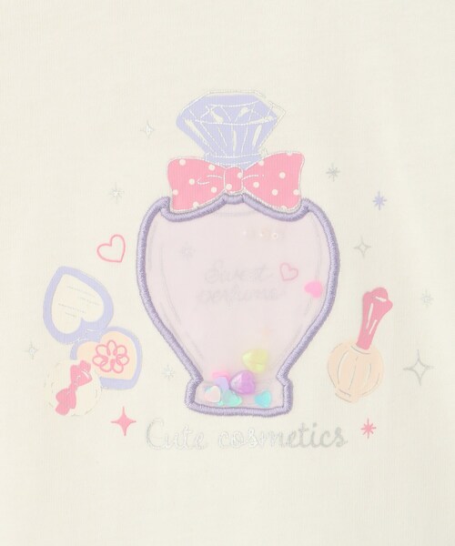 SHOO・LA・RUE（シューラルー）の「【100-150cm】オーガンジーモチーフ使いロンT（Tシャツ/カットソー・キッズ・パープル/グリーン系/オフホワイト/サックスブルー・10/11/12/13/14/15 ）」の5枚目の写真