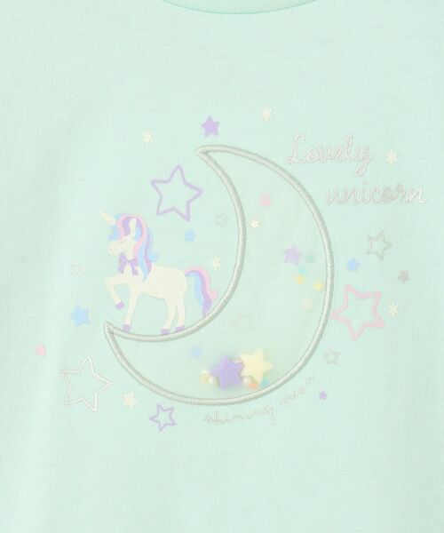 SHOO・LA・RUE（シューラルー）の「【100-150cm】オーガンジーモチーフ使いロンT（Tシャツ/カットソー・キッズ・パープル/グリーン系/オフホワイト/サックスブルー・10/11/12/13/14/15 ）」の13枚目の写真