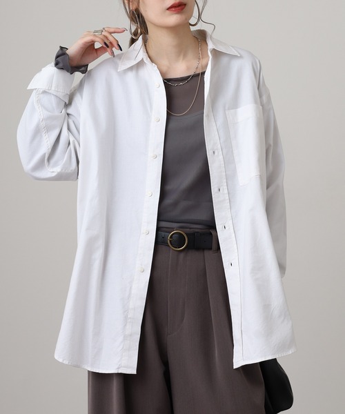 OMNES（オムネス）の「オックス　オーバーサイズシャツ（シャツ/ブラウス・レディース・ブルー系その他/サックスブルー/ホワイト・FREE）」の2枚目の写真