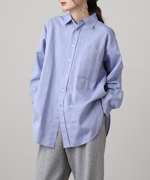 OMNES（オムネス）の「オックス　オーバーサイズシャツ（シャツ/ブラウス・レディース・ブルー系その他/サックスブルー/ホワイト・FREE）」の3枚目の写真