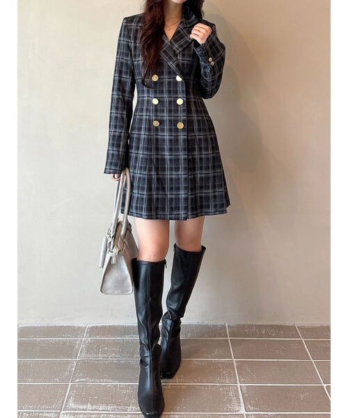 MERCURYDUO(マーキュリーデュオ)の「【WEB限定カラーあり】2WAYフィット&フレアジャケットワンピース(ワンピース・レディース・アイボリー/グレー/ダークグリーン/ブラウン/チャコールグレー・SMALL/MEDIUM)」の5枚目の写真