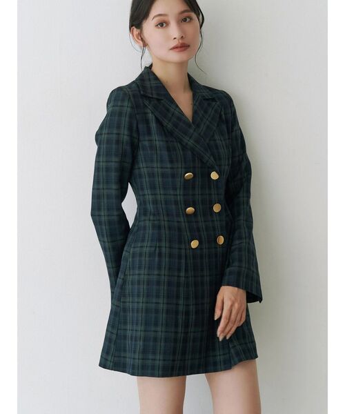 MERCURYDUO(マーキュリーデュオ)の「【WEB限定カラーあり】2WAYフィット&フレアジャケットワンピース(ワンピース・レディース・アイボリー/グレー/ダークグリーン/ブラウン/チャコールグレー・SMALL/MEDIUM)」の2枚目の写真