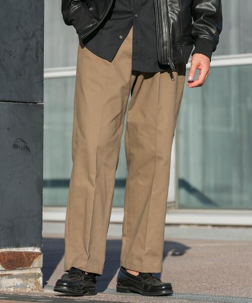 XLサイズあり』ストレッチモールスキン1タックワイドスラックス