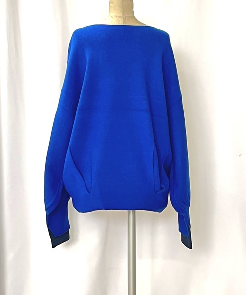 Q（キュー）の「やわもちぽわん袖配色ニット（ニット/セーター・レディース・ライム/ネイビー/ライトブルー/ライトグレー/ブルー・MEDIUM）」の10枚目の写真