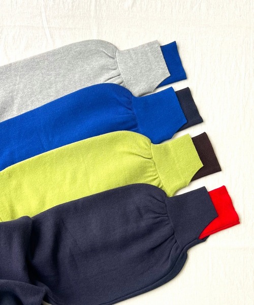 Q（キュー）の「やわもちぽわん袖配色ニット（ニット/セーター・レディース・ライム/ネイビー/ライトブルー/ライトグレー/ブルー・MEDIUM）」の8枚目の写真