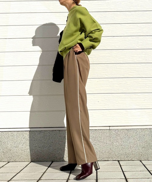 Q（キュー）の「やわもちぽわん袖配色ニット（ニット/セーター・レディース・ライム/ネイビー/ライトブルー/ライトグレー/ブルー・MEDIUM）」の15枚目の写真