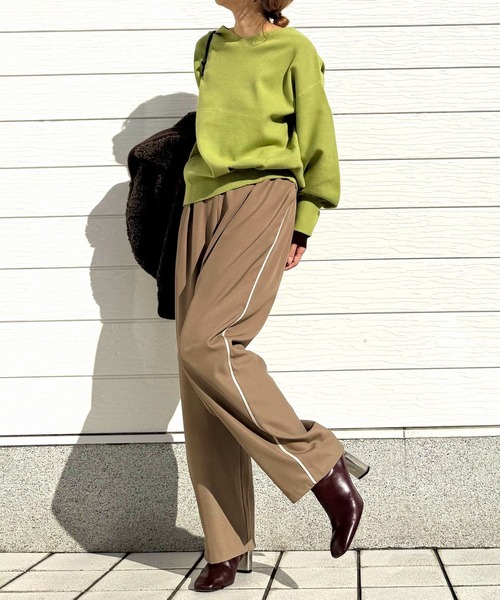 Q（キュー）の「やわもちぽわん袖配色ニット（ニット/セーター・レディース・ライム/ネイビー/ライトブルー/ライトグレー/ブルー・MEDIUM）」の16枚目の写真