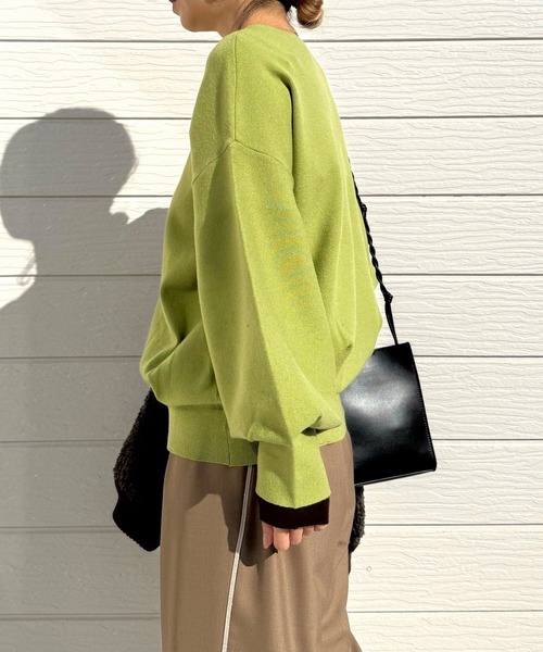 Q（キュー）の「やわもちぽわん袖配色ニット（ニット/セーター・レディース・ライム/ネイビー/ライトブルー/ライトグレー/ブルー・MEDIUM）」の20枚目の写真