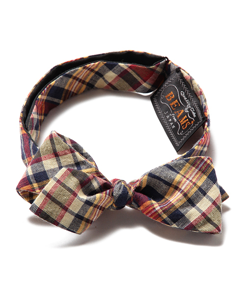 BEAMS PLUS（ビームスプラス）の「BEAMS PLUS / マドラスチェック ボウタイ（蝶ネクタイ・メンズ・ホワイト/イエロー/グリーン/ネイビー・ONE SIZE）」の4枚目の写真