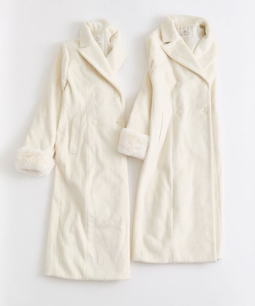 OLIVE des OLIVE（オリーブデオリーブ）の「【Belle Charme】スリムウエストファー付きコート（ステンカラーコート・レディース・ブラック/チェック/オフホワイト・SMALL/FREE）」の16枚目の写真