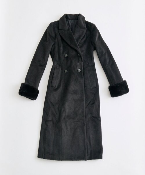 OLIVE des OLIVE（オリーブデオリーブ）の「【Belle Charme】スリムウエストファー付きコート（ステンカラーコート・レディース・ブラック/チェック/オフホワイト・SMALL/FREE）」の9枚目の写真