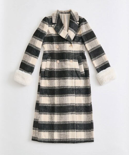 スリムウエストファー付きコート OLIVE des OLIVE ブラック OLIVE des OLIVE（オリーブデオリーブ）の「【Belle Charme】スリム