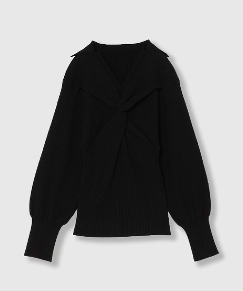 THINGS THAT MATTER（シングス ザット マター）の「TWIST POLO KNIT / ツイストポロニット（ニット/セーター・レディース・ボルドー/ブラック/オフホワイト/グレー・FREE）」の3枚目の写真