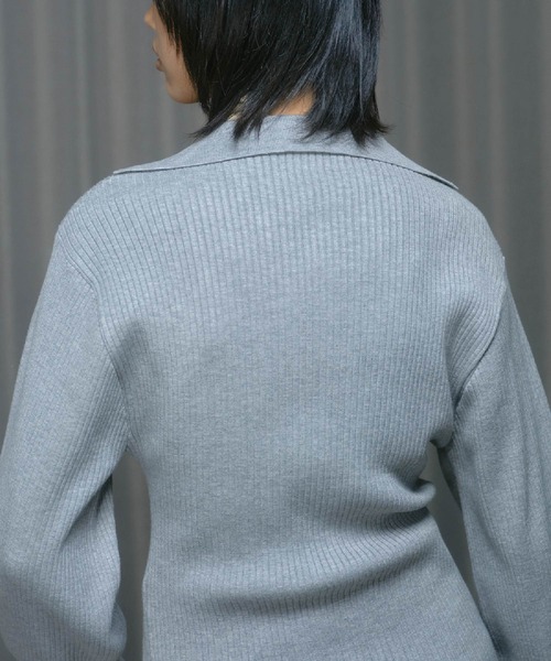 THINGS THAT MATTER（シングス ザット マター）の「TWIST POLO KNIT / ツイストポロニット（ニット/セーター・レディース・ボルドー/ブラック/オフホワイト/グレー・FREE）」の10枚目の写真