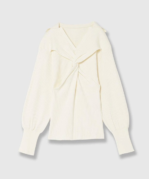 THINGS THAT MATTER（シングス ザット マター）の「TWIST POLO KNIT / ツイストポロニット（ニット/セーター・レディース・ボルドー/ブラック/オフホワイト/グレー・FREE）」の19枚目の写真