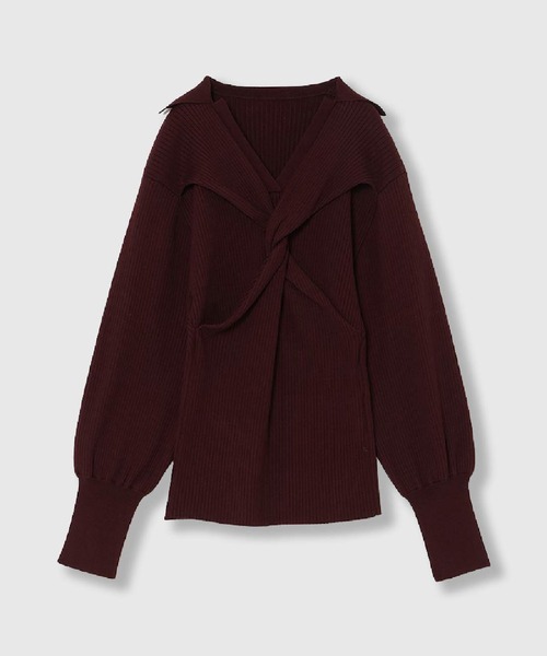 THINGS THAT MATTER（シングス ザット マター）の「TWIST POLO KNIT / ツイストポロニット（ニット/セーター・レディース・ボルドー/ブラック/オフホワイト/グレー・FREE）」の15枚目の写真