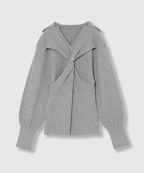 THINGS THAT MATTER（シングス ザット マター）の「TWIST POLO KNIT / ツイストポロニット（ニット/セーター・レディース・ボルドー/ブラック/オフホワイト/グレー・FREE）」の17枚目の写真