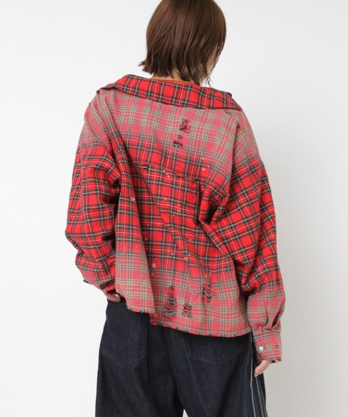 RNA（アールエヌエー）の「B2930 ハードエフェクトシャツ（シャツ/ブラウス・レディース・レッド/ネイビー・MEDIUM）」の8枚目の写真