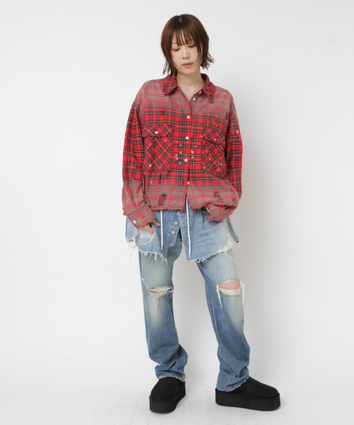 RNA（アールエヌエー）の「B2930 ハードエフェクトシャツ（シャツ/ブラウス・レディース・レッド/ネイビー・MEDIUM）」の17枚目の写真