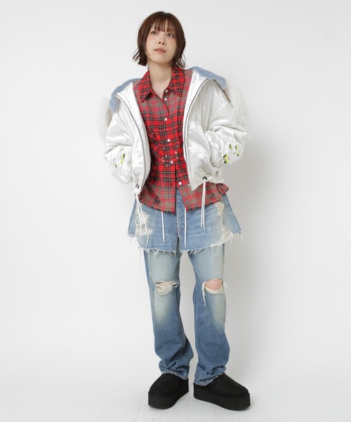 RNA（アールエヌエー）の「B2930 ハードエフェクトシャツ（シャツ/ブラウス・レディース・レッド/ネイビー・MEDIUM）」の19枚目の写真