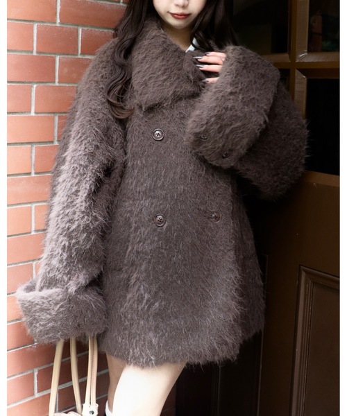 3wayスタンドカラーシャギーコート（チェスターコート）｜mellowneon