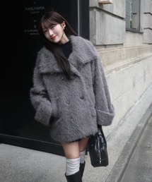 mellowneon シャギーコート アウター ホワイト mellowneon シャギーコート アウター ホワイト 3wayスタンドカラー