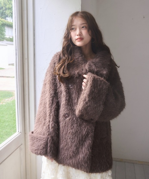 mellowneon（メロウネオン）の「3wayスタンドカラーシャギーコート