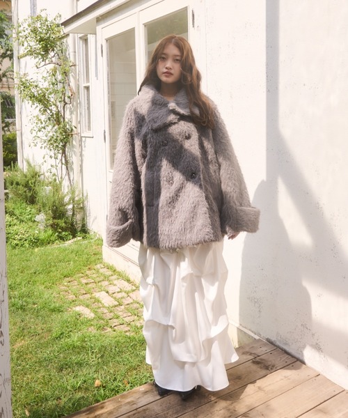 3wayスタンドカラーシャギーコート（チェスターコート）｜mellowneon