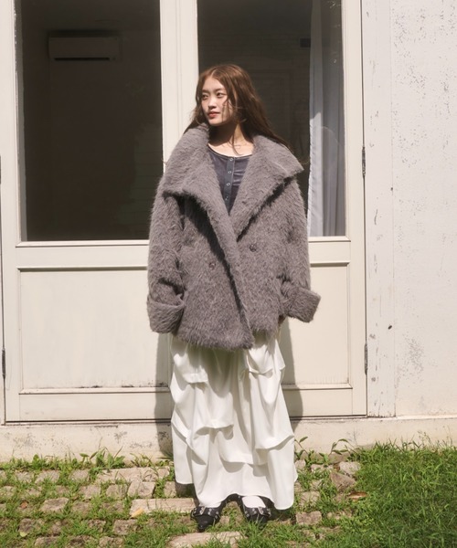 3wayスタンドカラーシャギーコート（チェスターコート）｜mellowneon