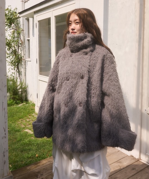 mellowneon 3WAYスタンドカラーシャギーコート mellowneon（メロウネオン）の「3wayスタンドカラーシャギーコート